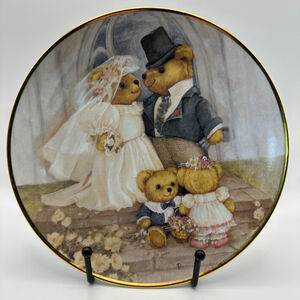 FRANKLIN MINT "JUST MARRIED" LIMITED EDITION PORCELAIN PLATE TEDDY BEAR‎ WEDDING
